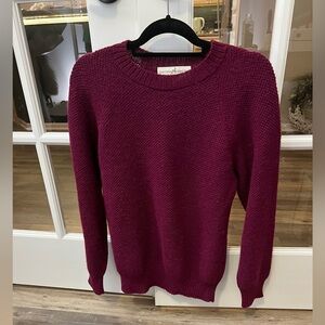 Peruvian Connection Rich Plum burgundy Crew Neck Sweater Sz L